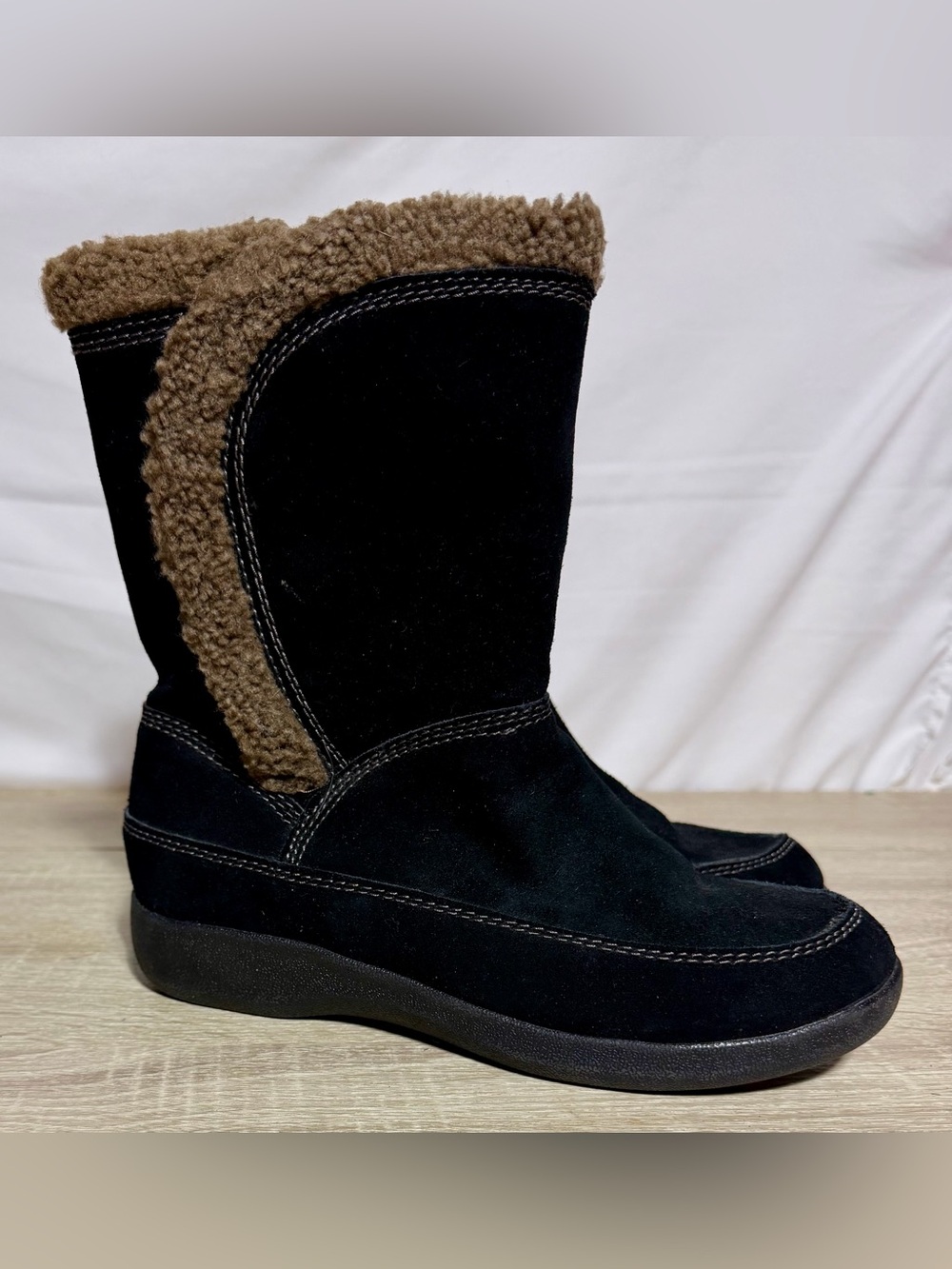 Easy Spirit Size 7.5 M WARMFEET Black Suede Mid Calf Boots Women’s Shoes